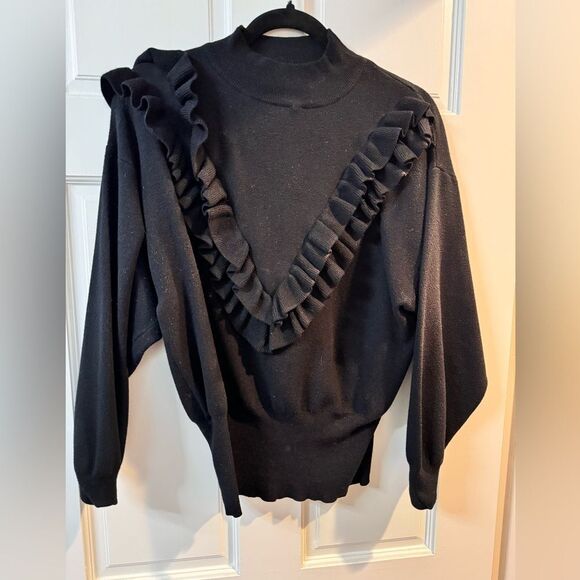 Zara Black ruffle sweater - Picture 1 of 3